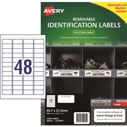 Avery L4778 White 45.7x21.2mm Safety & Industrial Removable Heavy Duty Labe