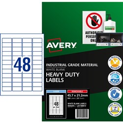 Avery L4778 White 45.7x21.2mm Safety & Industrial Removable Heavy Duty Labe