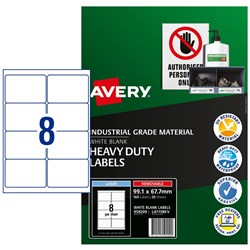 Avery L4715 White 99.1x67.7mm Safety & Industrial Removable Heavy Duty Labe