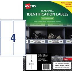 Avery L4774 White 99.1x139mm Safety & Industrial Removable Heavy Duty Label