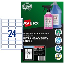 Avery White L7912 Ultra Heavy Duty Industrial Labels