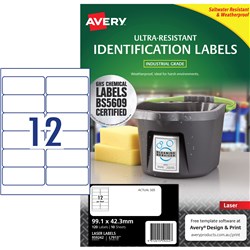 Avery White L7913 Ultra Heavy Duty Industrial Labels