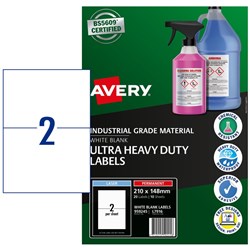 Avery White L7916 Ultra Heavy Duty Industrial Labels