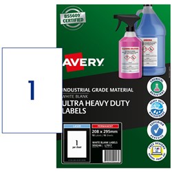 Avery White L7917 Ultra Heavy Duty Industrial Labels