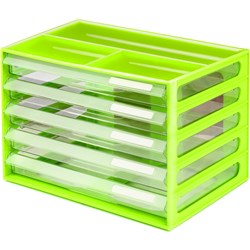 Italplast A4 Document Cabinet 5 Drawer Lime/Clear