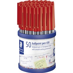 Staedtler 430 Stick Ballpoint Pens Medium 1mm Red