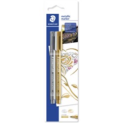 Staedtler 8323 Metallic Marker Bullet 1-2mm Silver & Gold