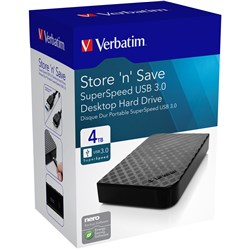 Verbatim Store 'n' Save 4TB USB 3.0 Black Desktop Hard Drive