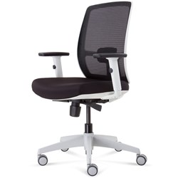 Luminous Mesh Back Task Chair With White Base and Arms Black Fabric Seat Black Mesh