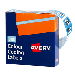 Avery Side Tab 26 Year Code Label 25x38mm Light Blue