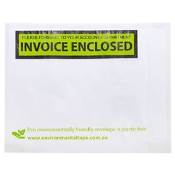 Invoice Enclosed Adhesive Envelopes Plastic Free  150mm x 115mm 1000/box