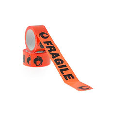 Fragile Tape Black/Fluro Orange 48mm x 66m 