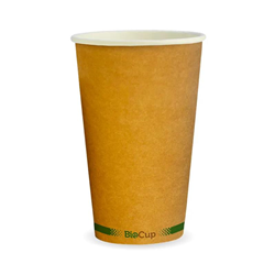 BioPak BCK-16-GS-V2 Kraft Green Stripe 510ml/16oz Single Wall BioCup