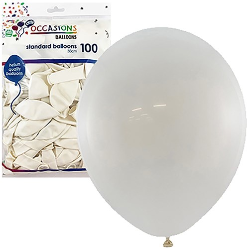 Balloons & Streamers - Alpen White 30cm Balloons - United Office Choice